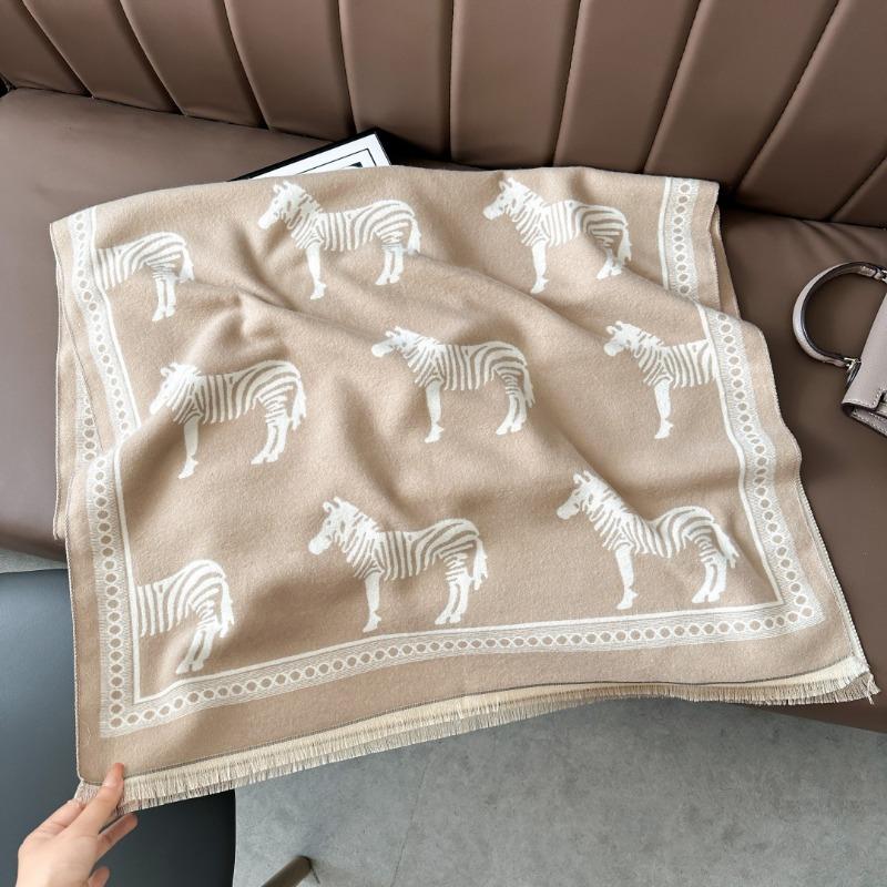 Landscape painting imitation cashmere scarf women's high-end office air-conditioned room thickened warm long trendy scarf
