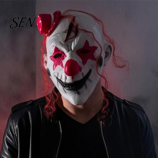 Comfortable Halloween Face Cushion Horror Latex Masque for Adults, Scary Clown Cosplay Prop, Creepy Breathable Masquerade Prop Full Head Hood Costume,