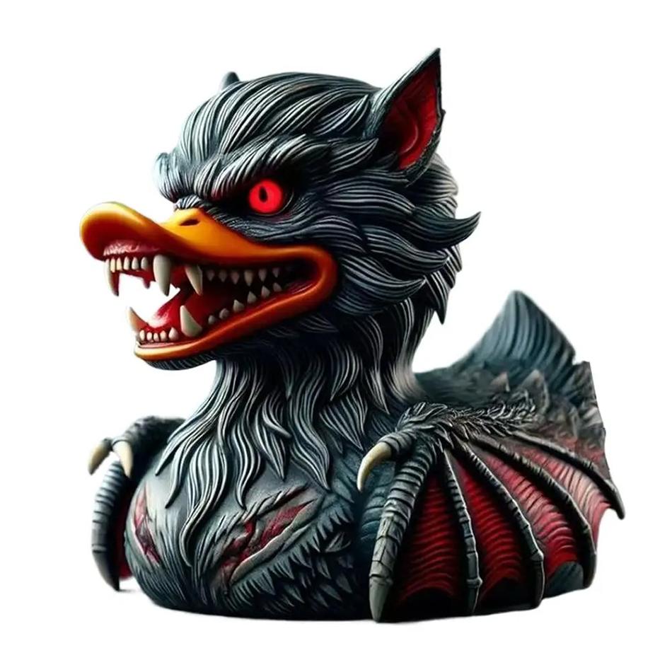 Speciaal Gevormd Eendenornament Buitenaardse Eendenbeeldje Kwaadaardig Grappig Hars Eend Woondecoratie Ornament Auto-ornament