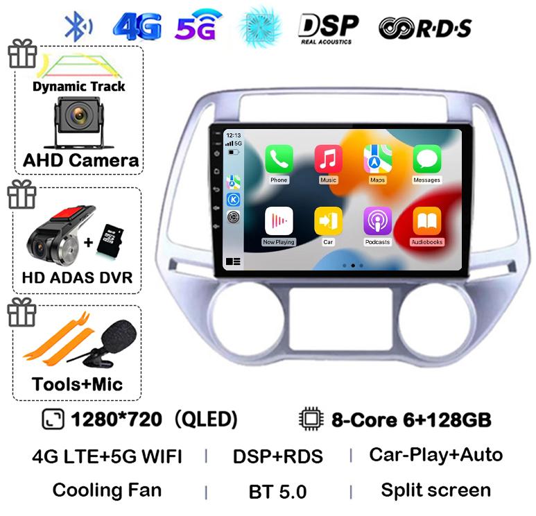 Android 14 Carplay Auto WIFI+4G Car Radio For Hyundai I20 2008 - 2014 Stereo GPS Multimedia Video Player 2 Din DVD 360 Camera BT