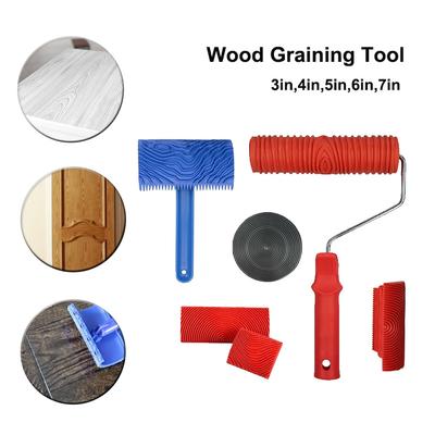 Wood Graining Tool Set Fake Wood Grain Roller Painting with Hand DIY Rubber Graining Tool for Wall Room Art Paint Decoration