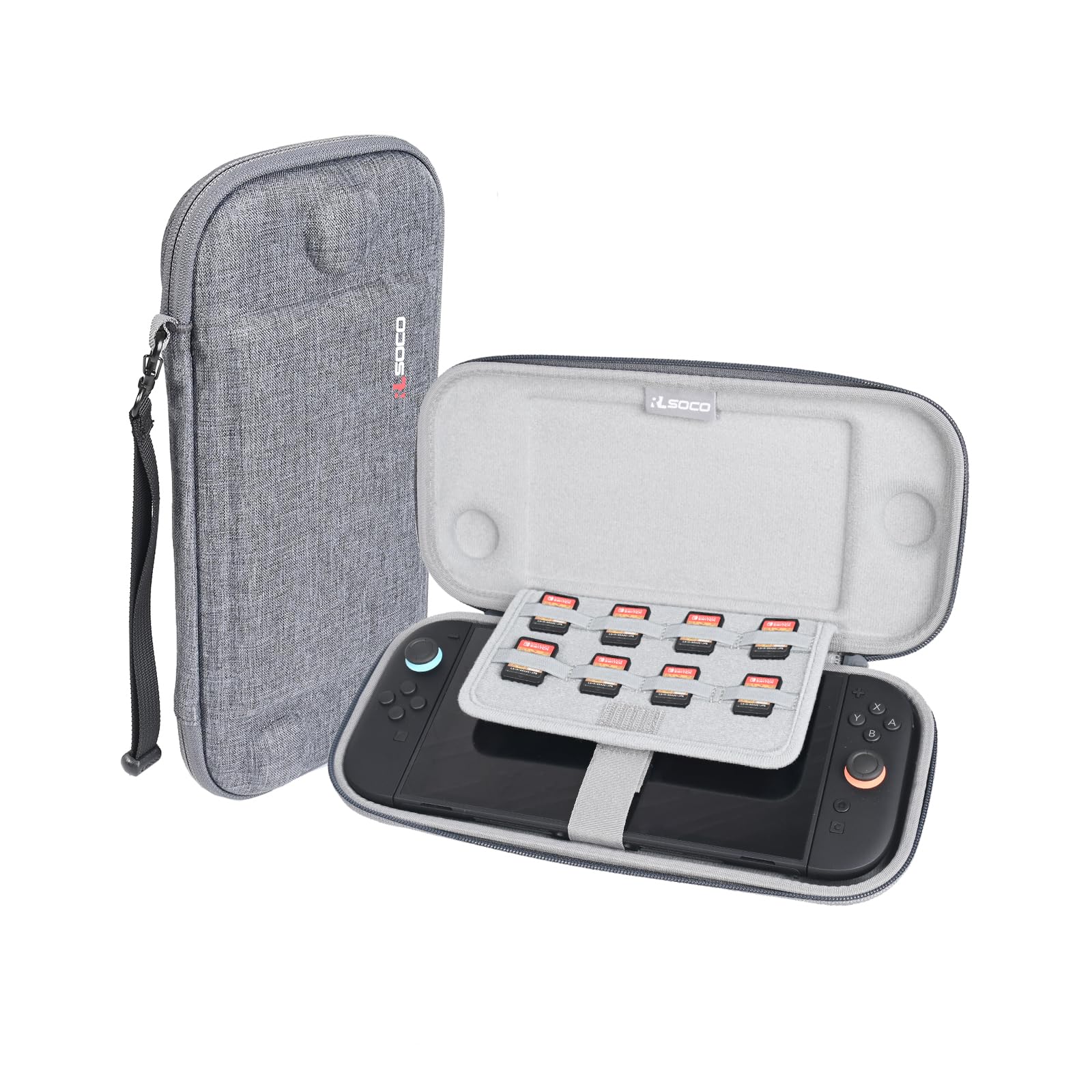 

чехол для Nintendo Switch вмещает 8 игр и имеет тонкий, ударопрочный 2, карты, ударопрочный дизайн. Серый.