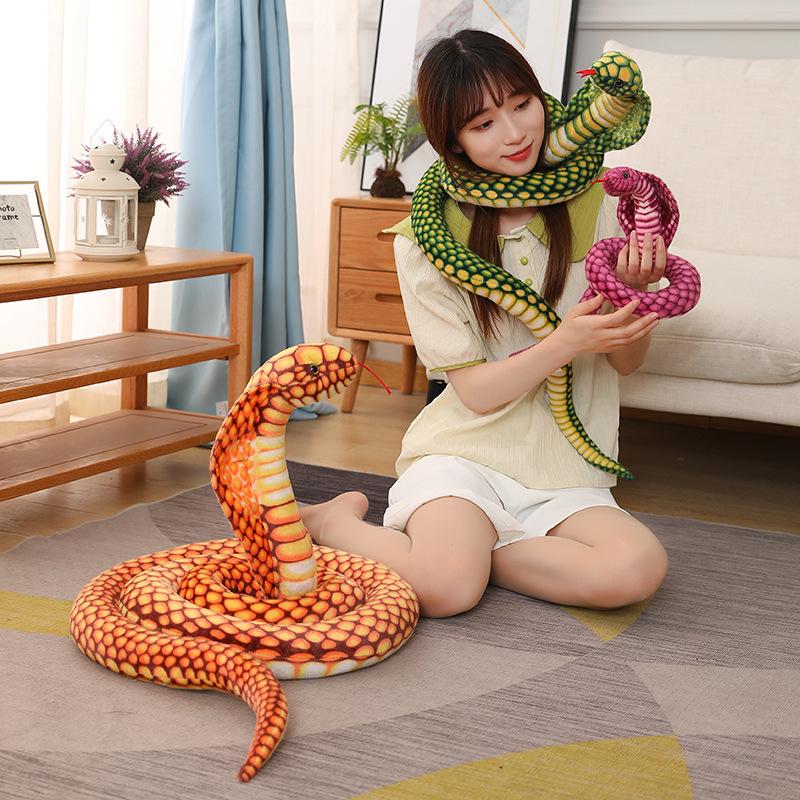 Simulation Giant Plush Toys Stuffed Animal Cobra Plush Toy Snake Cute Soft Doll Snake Stuffed Pillows For Child Birthday Gifts