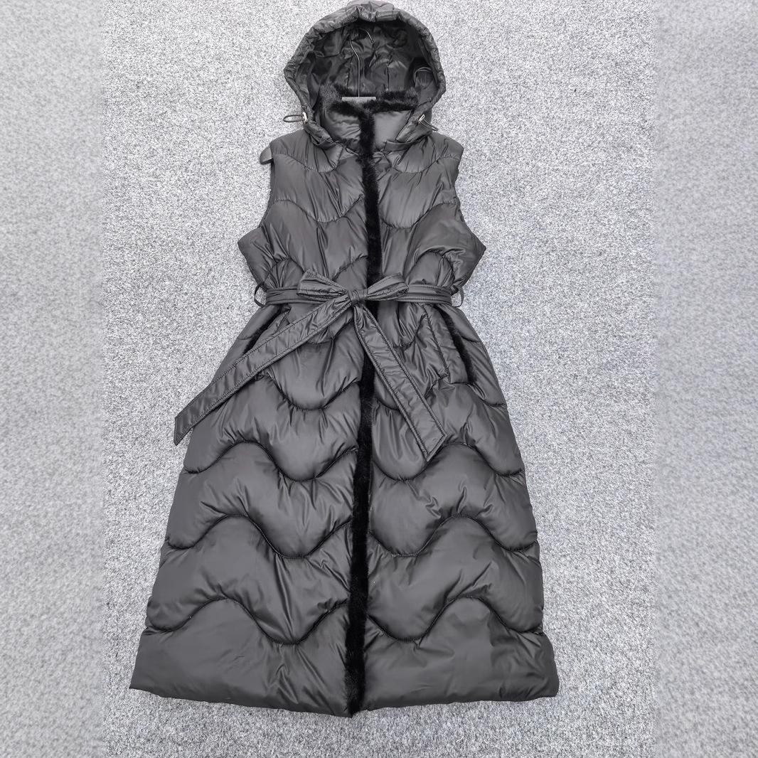 Пуховый хлопковый жилет женский длинный до колена осенне-зимний новый корейский стиль хлопковый жилет-безрукавка M