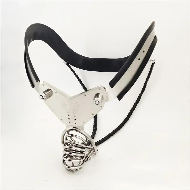 Manyjoy New EMCC Chastity Belt Male Penis Lock Device Adjustable Waist Invisible Underwear Strapon Pants Metal Chastity Device