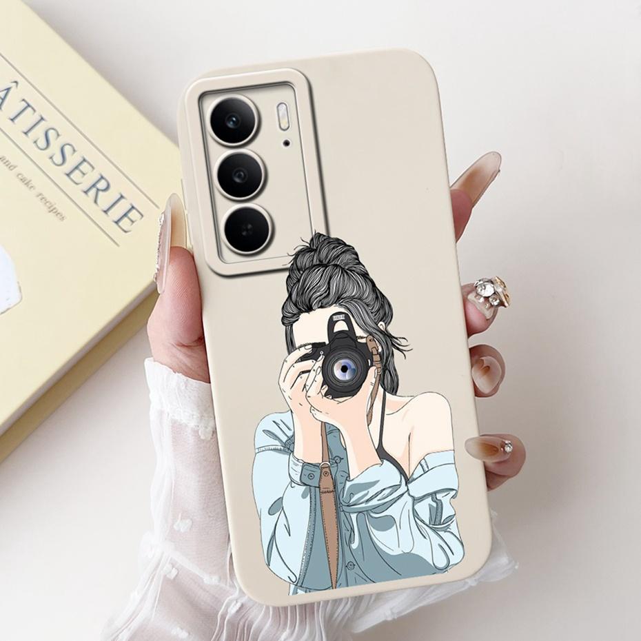 Phone Case For Realme C75 C65 4G 2024 Pretty Girl Flower Printed Soft Silicone Back Cover For Realme C65 C75 Cases Bumpers
