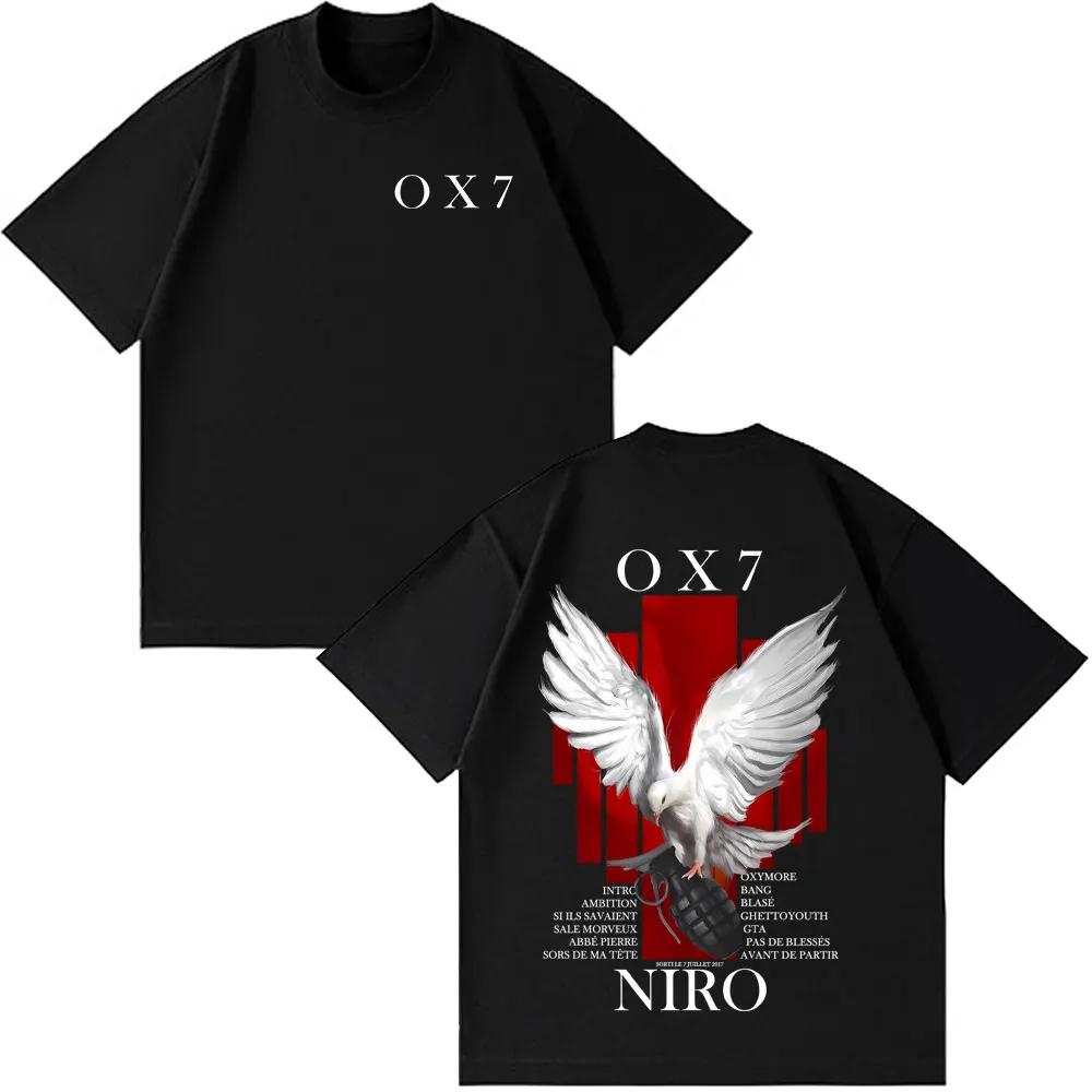 

2026 Summer Rapper Niro OX7 Criminal Intention Album Tshirt Mens Hiphop Cotton Shortsleeved Street Casual Retro Shirt L
