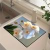 1Pcs Rubber Drying Mat With  Floral  Pattern For Coffee Shop Restaurant Kitchen Carpet Tableware Durable Diatom Mud Table Mat Pet Mat Coffeeware