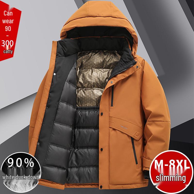 

Чоловіча зимова куртка великого розміру, 90% білий качиний пух, Високоякісний, Товстий, Теплий верхній одяг M-8XL M помаранчевий/жовтий