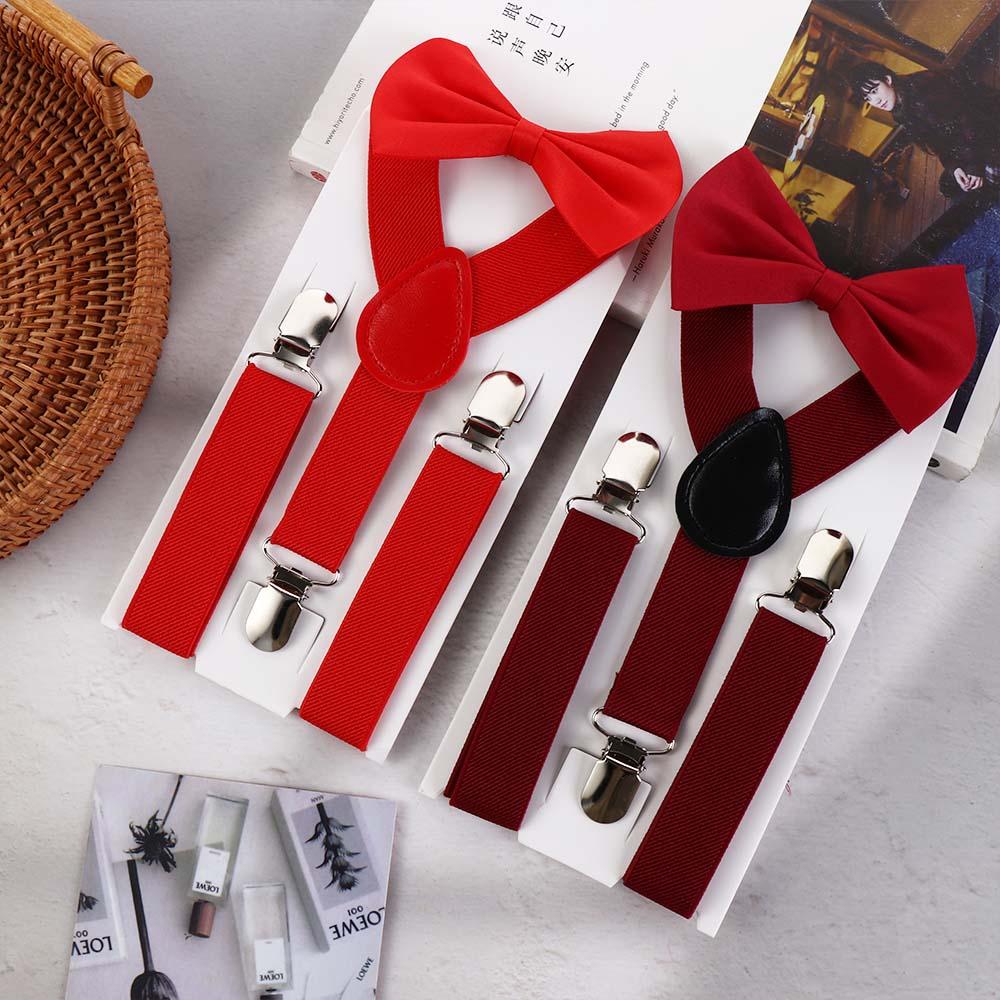 For Children Strap For Boys Hanging Pants Clip Tie Suspenders Set Suspenders Clips Bow Tie