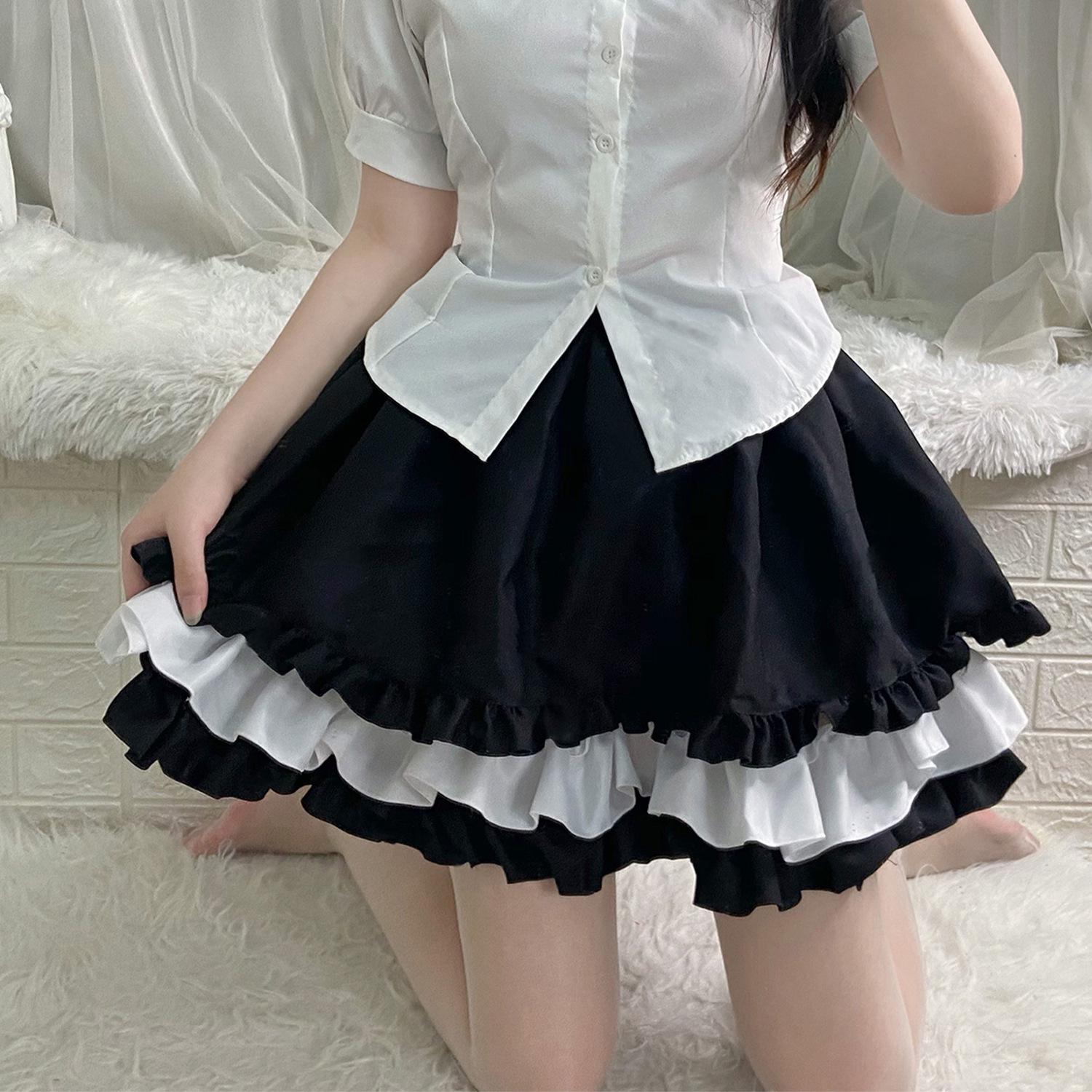 

Костюм горничной Лолиты в стиле аниме - юбка принцессы в черно-белом цвете M