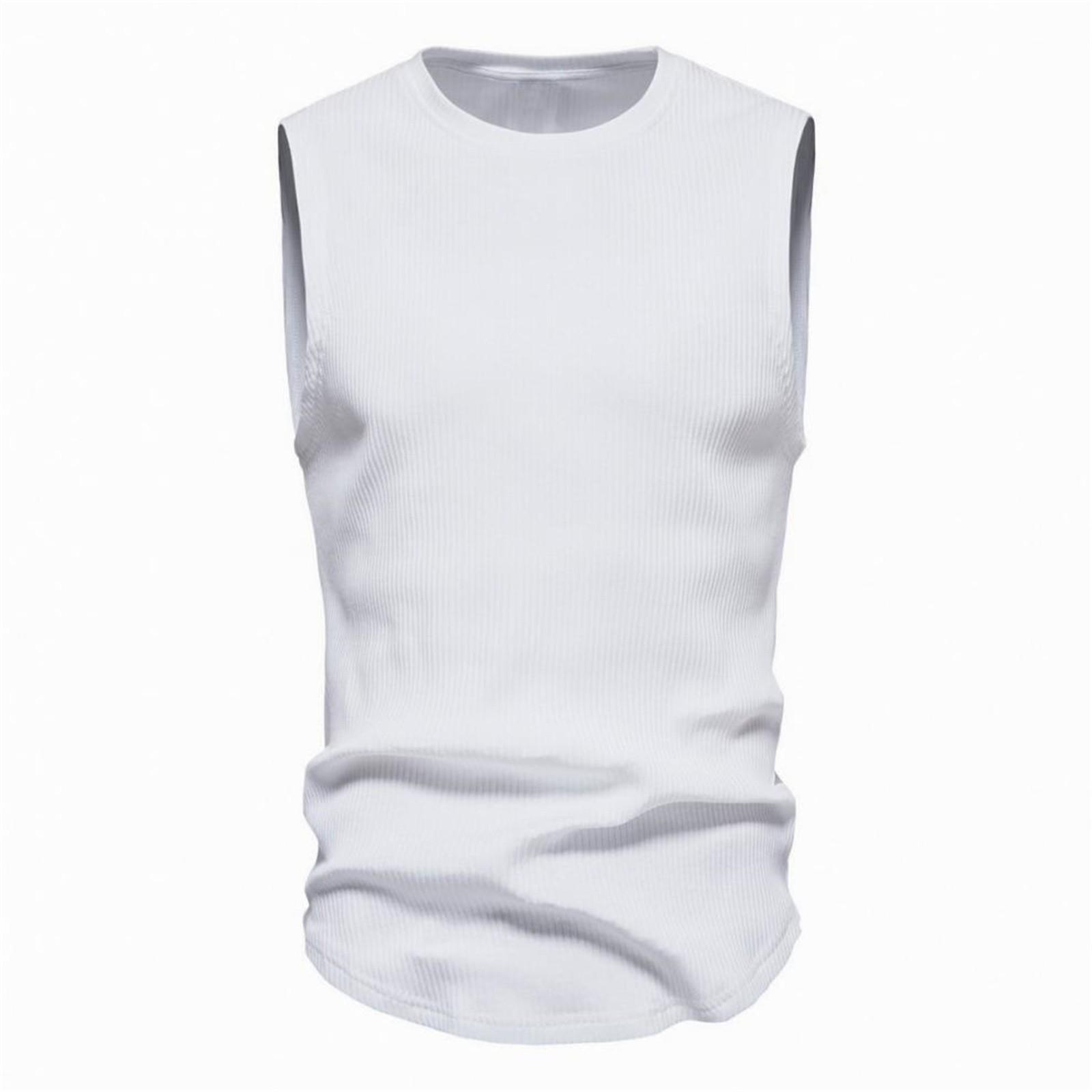 

Модная мужская летняя однотонная рубашка без рукавов в повседневном стиле Slim Fit с эластичной нижней рубашкой XXL белый