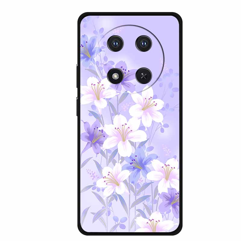 For Honor X9c Case X 9 c Coque Flowers Black Silicone TPU Soft Back Cover For Honor Magic 7 Pro Magic7 5G lite Phone Case Funda