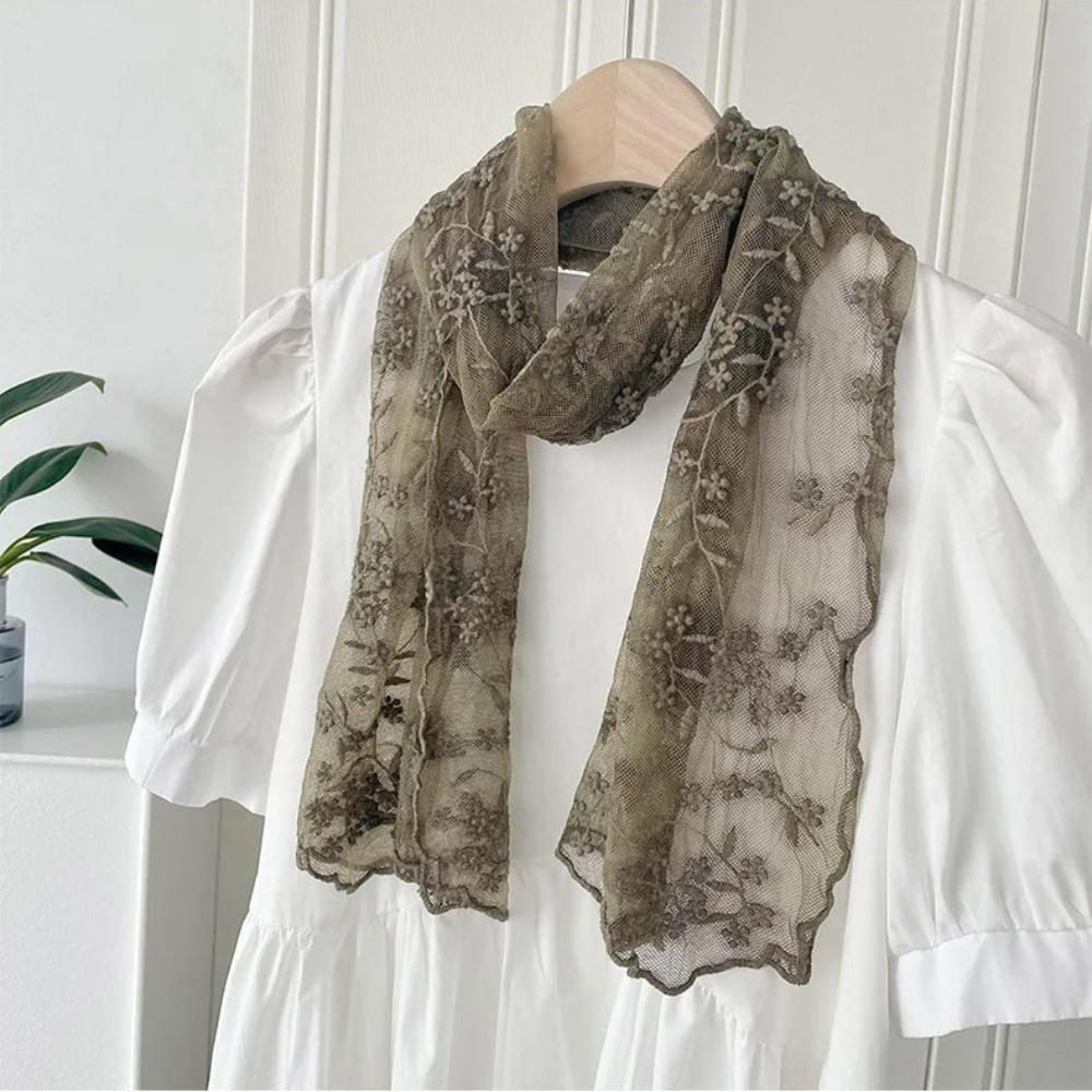 Long Women's Lace Scarf Korean Version of Literary Neck Protection Scarf Female Headscarf