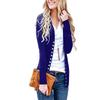 Premium Women V Neck Cardigan Coat Slim Fit Button Plain Cotton Blend Jacket Outwear Top