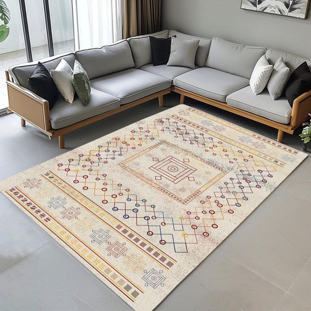 Turkish Style Area Rug Ethnic Carpet Antique Looking Rug Bohemian Carpet Nonslip Rug Boho Washable Floor Mat for Living Room