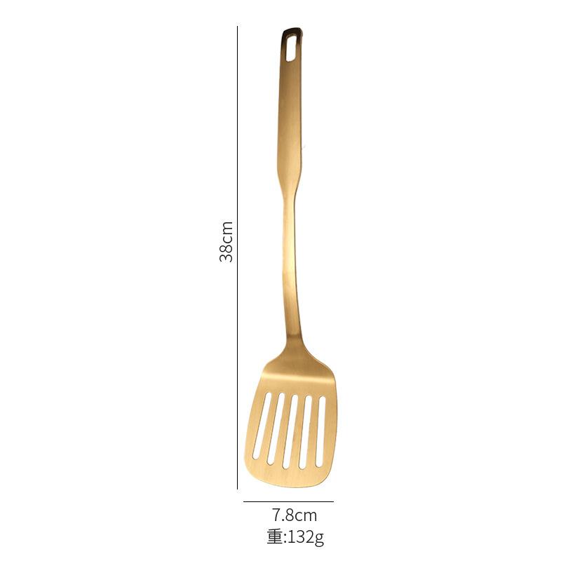 Kitchen Stainless Steel Golden Cooking Utensils Hanging  Korean Style with Pattern Kitchenware Dinner Soup Spoon Frying Spatula