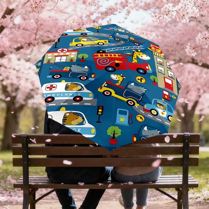 1PC Cars Animals Umbrella-8-Rib Reinforced Portable Folding Travel Suitable for All Seasons Outdoor Daily Use-Z0491
