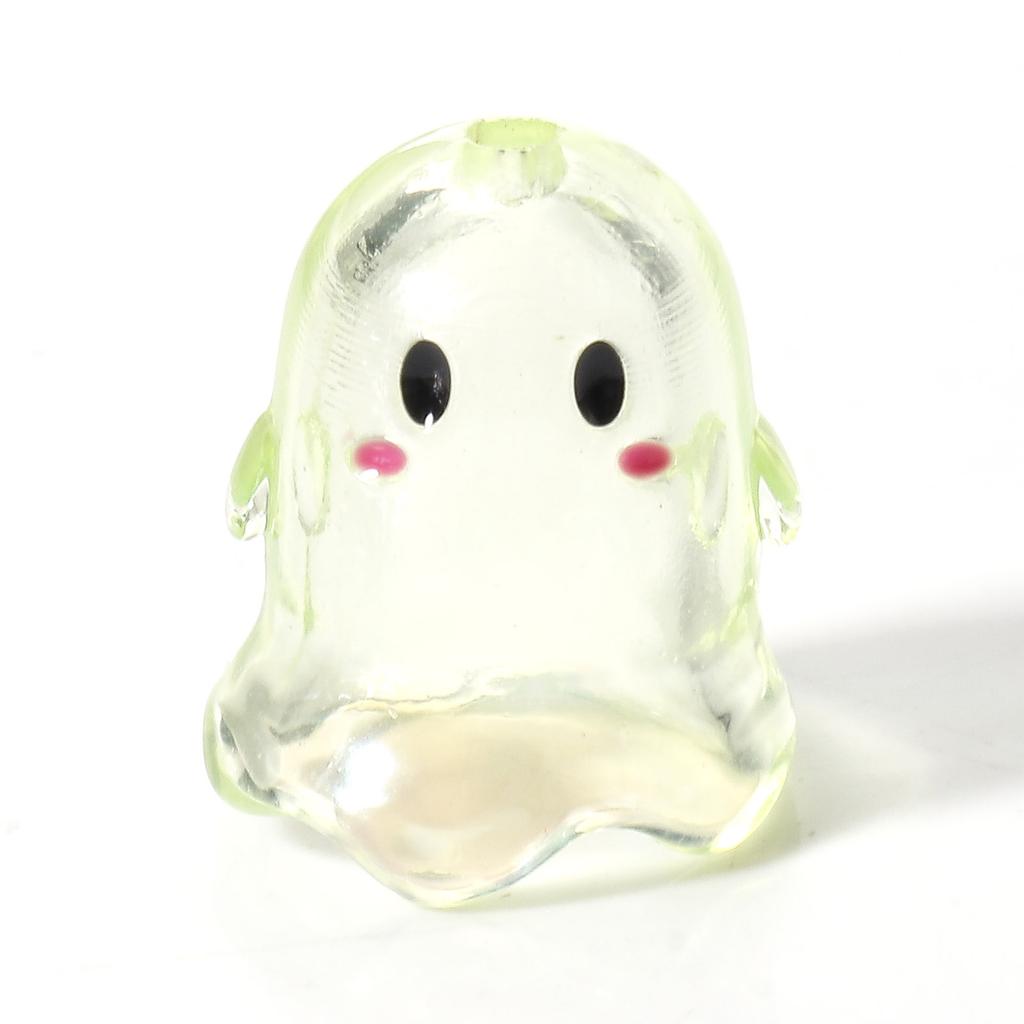5 PCs Acrylic Halloween Ghost Beads For DIY Charm Jewelry Making MulticolorTransparent Beads 17mm x 15mm, Hole: Approx 1.8mm