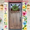 2pcs Welcome Sign Spring Floral Mother Father Day 12x70.8in Polyester