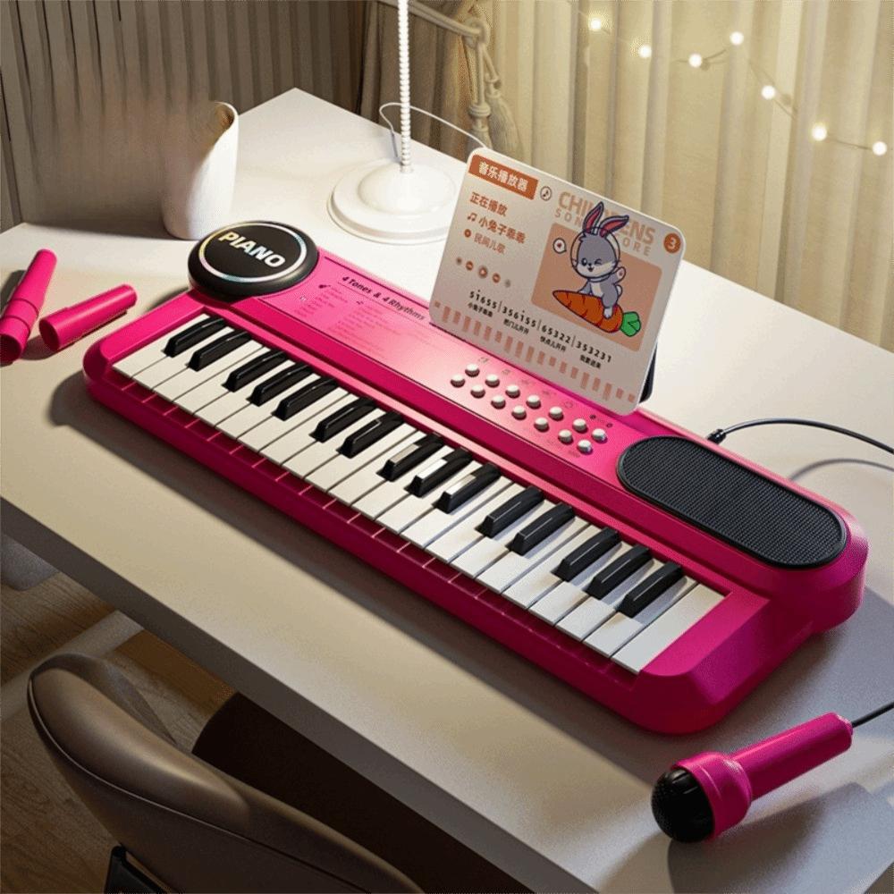 with Microphone Children Piano 37 Keys Musical Instrument New Kids Electronic Piano Musical Games красный