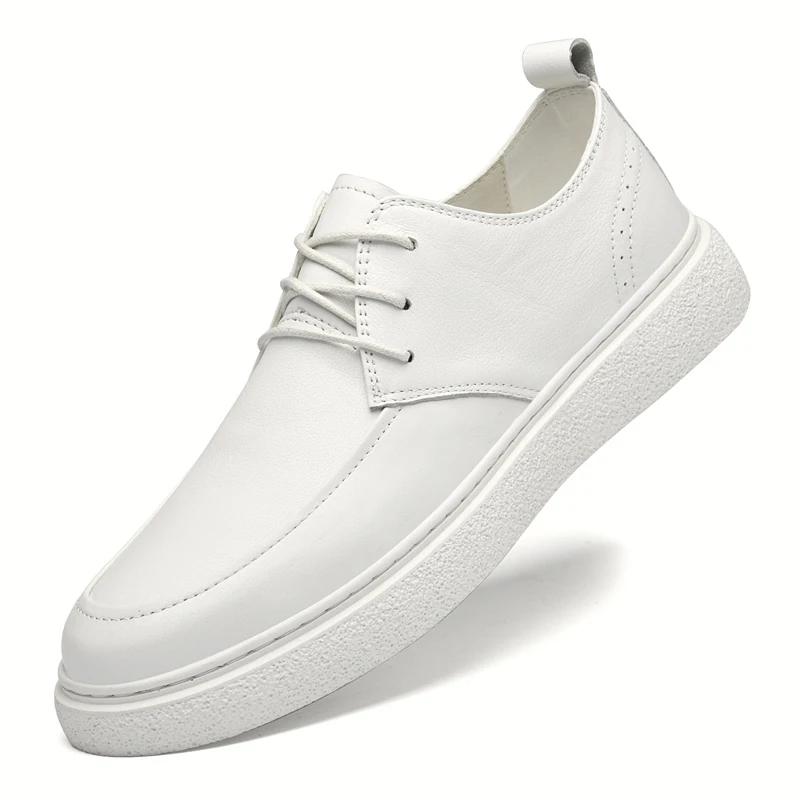Marke Herren Echte Lederschuhe Lässige Leder Flache Designer Vulkanisierte Schuhe Britischer Stil Dicke Sohle Bequeme Lauf-Sneakers