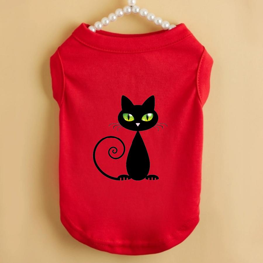 1PC Cute little black cat printed pet vest, spring new fashionable multi-color pet sleeveless T-shirt