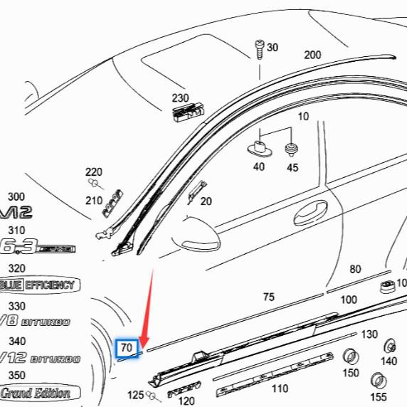 Mercedes-Benz S-Class S350 W221 Front Fender Trim Strips (2216903980, 2216904080)