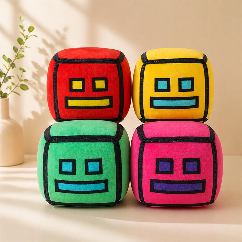 4Pcs Geometry Dash Plush Toys Cute Cartoon Anime Dolls Soft Stuffed Animals Kids Birthday Gift Home Decor