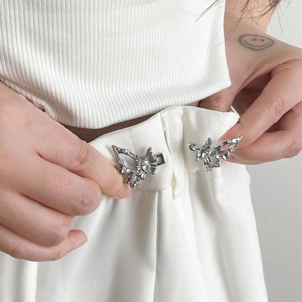 Fashionable Simple Waist Accessory Detachable Non Stitching Button  Butterfly Waist Buckle Minimally Designed Jewelry
