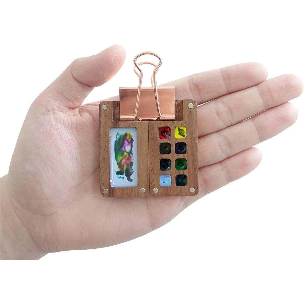 Empty Box Mini Watercolor Paint Palette Black Walnut 8 Grid 0.5ml Watercolor Paint Palette  Acrylic