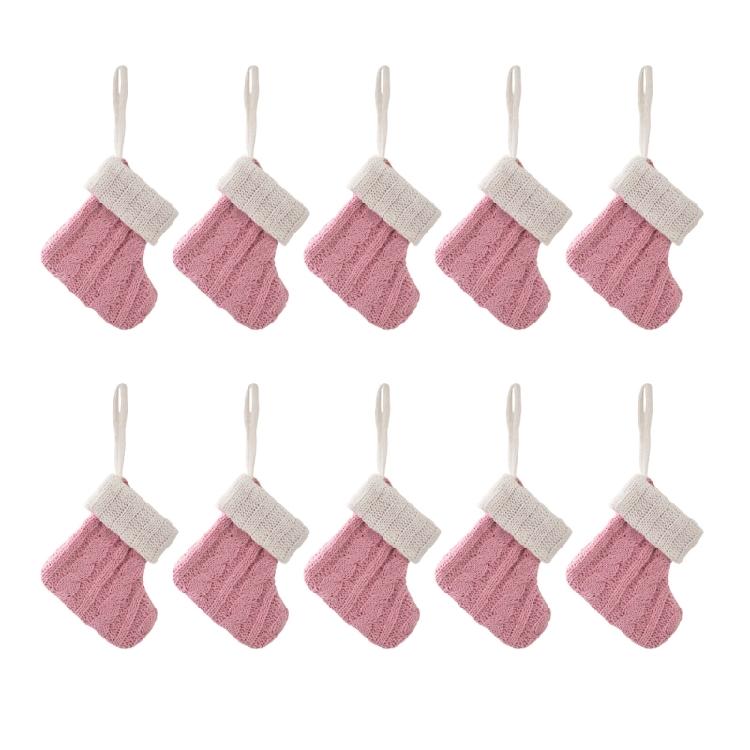 10Pcs Knitted Christmas Stocking Creative Colorful Socks Ornament Stylish Holiday Decoration for Wall or Tree Display