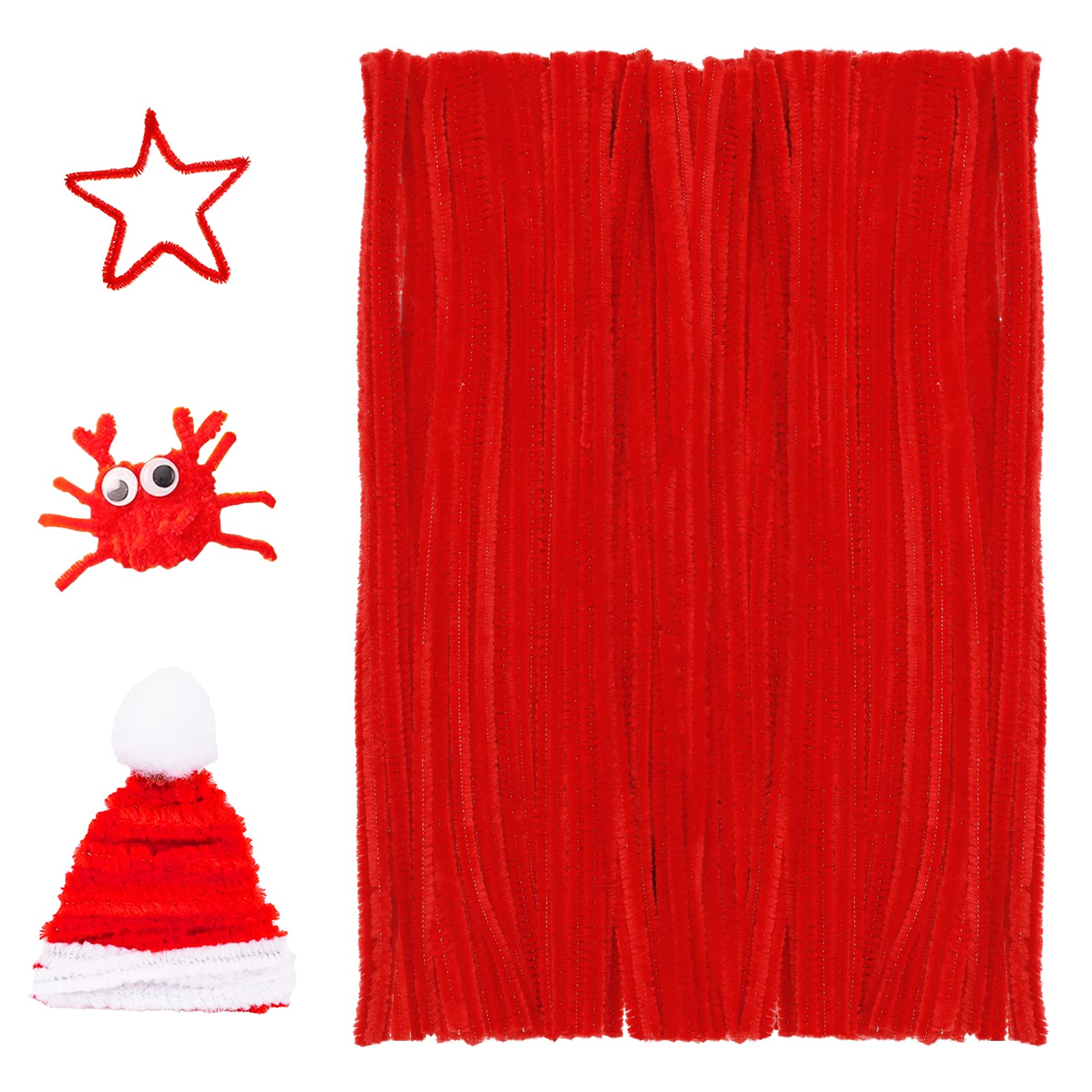 

Fenrry 120 шт. трубка синель стержни цветные очистители длинные ремесленные трубки DIY поделки рождественские украшения красный