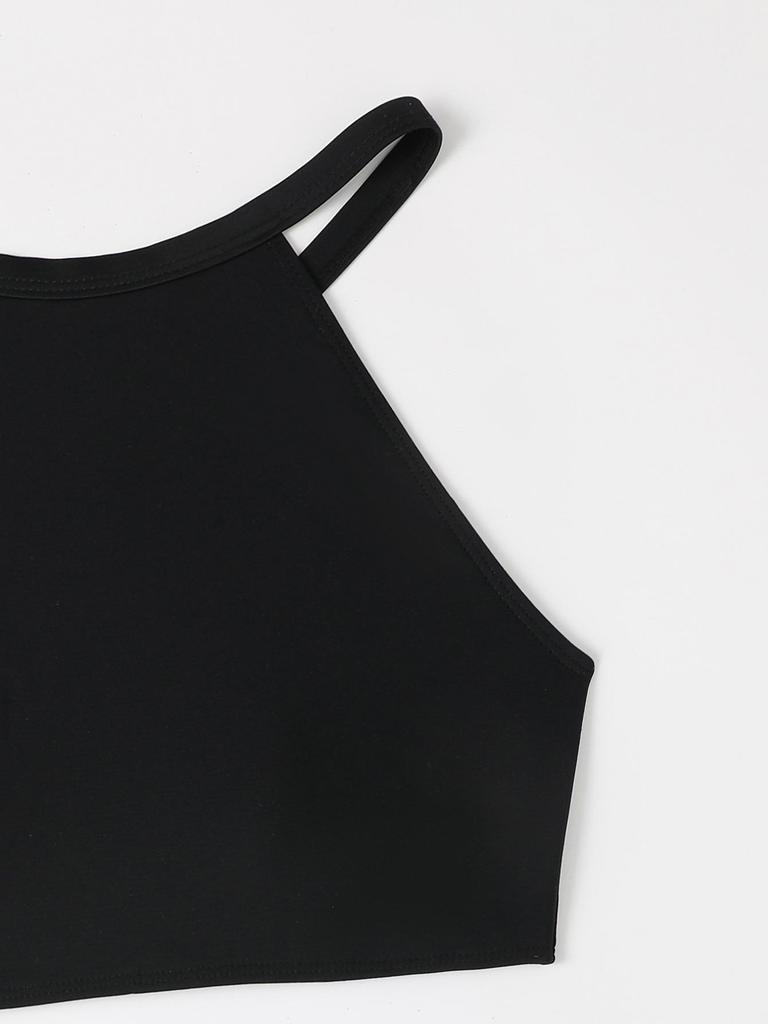 European & American Sporty Bikini: Sexy Bandeau Crop Top with Elegant Back and Split Swimsuit Design