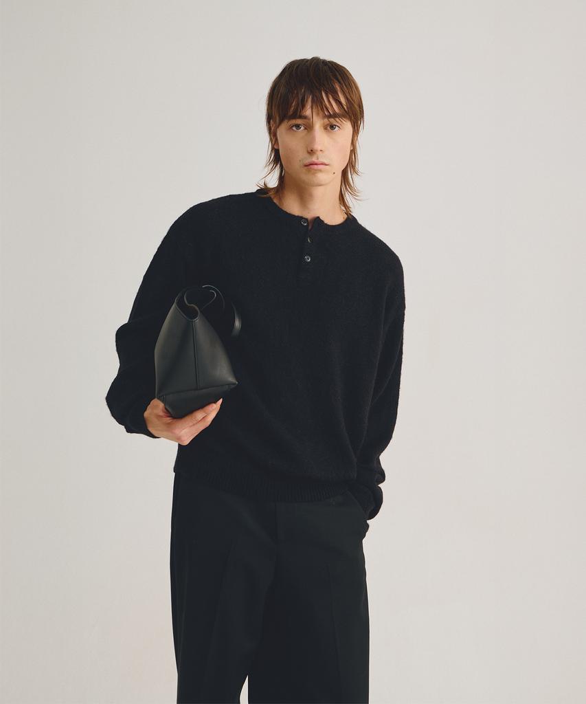 LMOOD Pablo Brushed Mohair Wool Henley Neck Knit (3 Colors)
