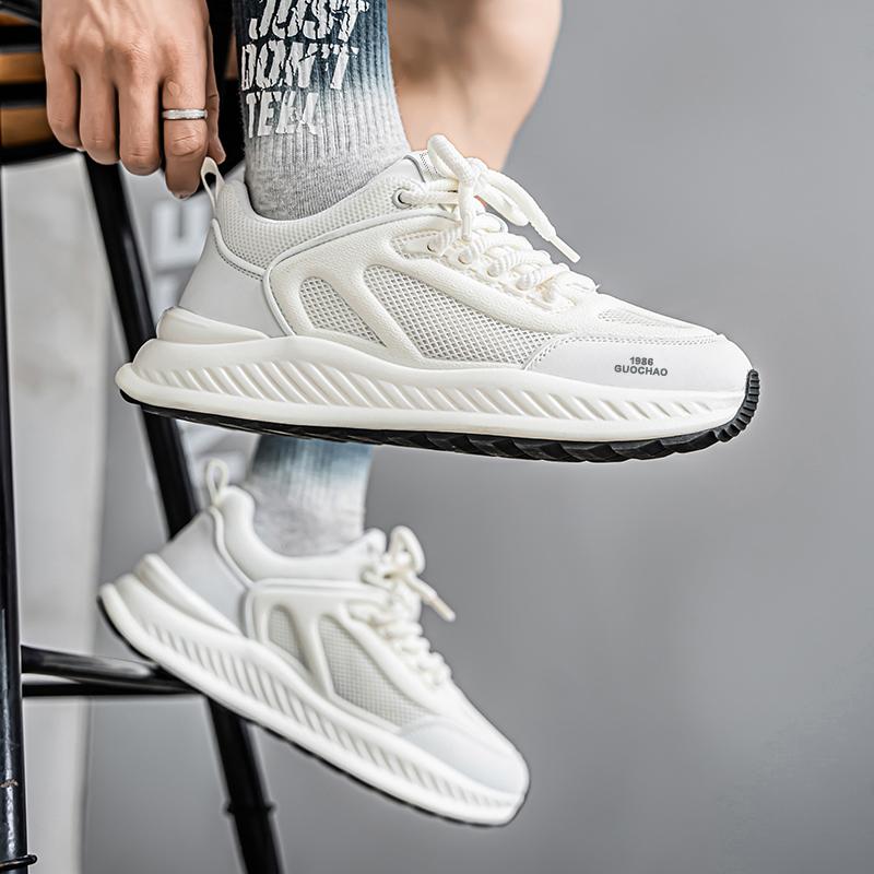 White Men Casual Sports Shoes Fashionable Thick Soled Skateboarding Trendy Comfortable Man Suitable Outdoor Breathable Versatile