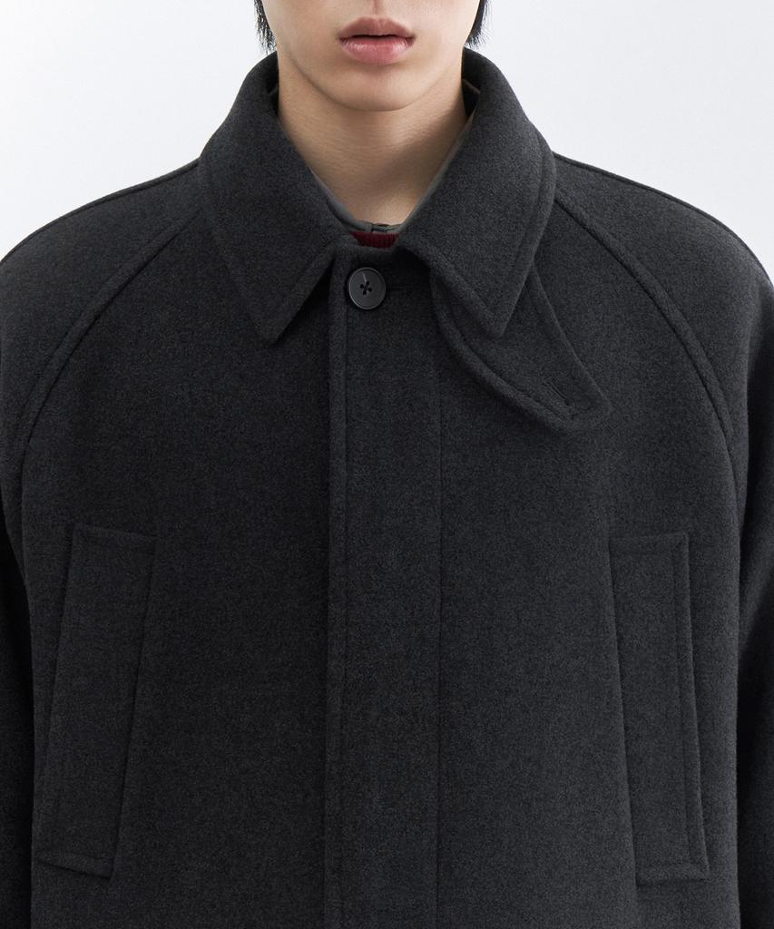 Musinsa Standard Wool Blend Oversized Muff Pocket Half Balmacaan Coat [Charcoal Grey]
