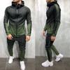 Mens 2pc Tracksuit Set Hoodie Topbottoms Joggers Gym Plain Zip Pockets Slim Fit