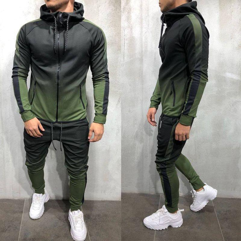 Premium Mens 2pc Tracksuit Set Hoodie And Joggers With Slim Fit And Zip Pockets