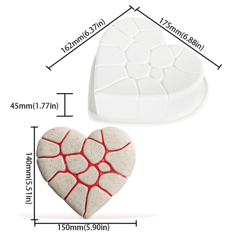 Crack Heart Silicone Molds Nonstick Mousses Cake Molds Cake Decorating Tool for Truffles Cheesecakes Easily to Clean