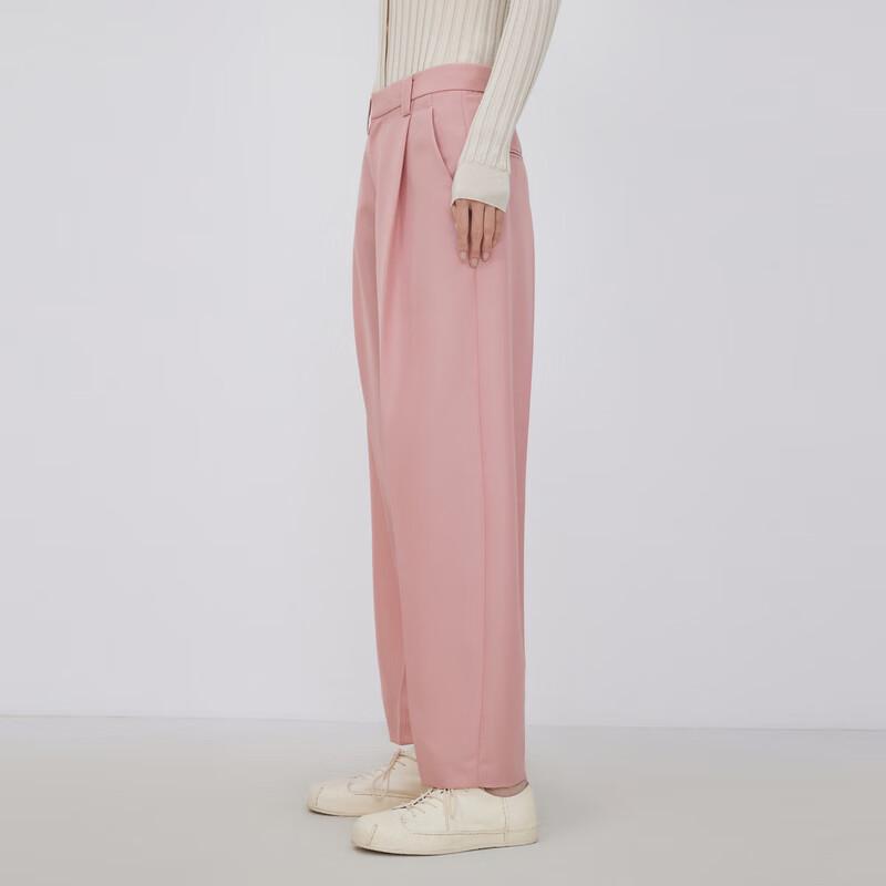 LESS Women's Lamb Wool Blend Straight-Leg Trousers