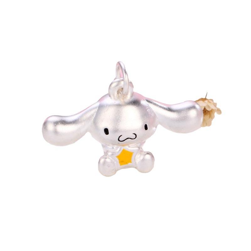 Sterling Silver Cinnamonroll Dog Pendant Necklace - Handmade Big-Eared Dog Accessory