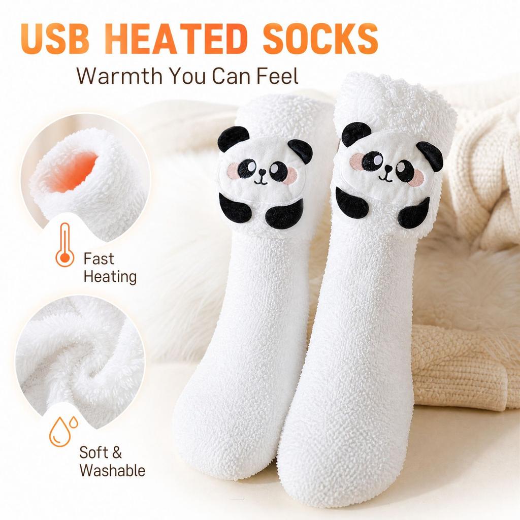 Unisex Heated Floor Socks Christmas Foot Warmer Slipper Socks for Home
