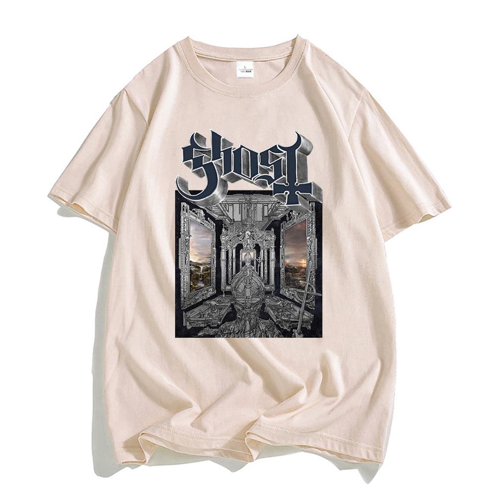 Baumwolle Sommer Herren T-Shirts Ghost Band Skeletá Satanized Album T-Shirt Heavy Metal Mode Druck T-Shirt Unisex Streetwear