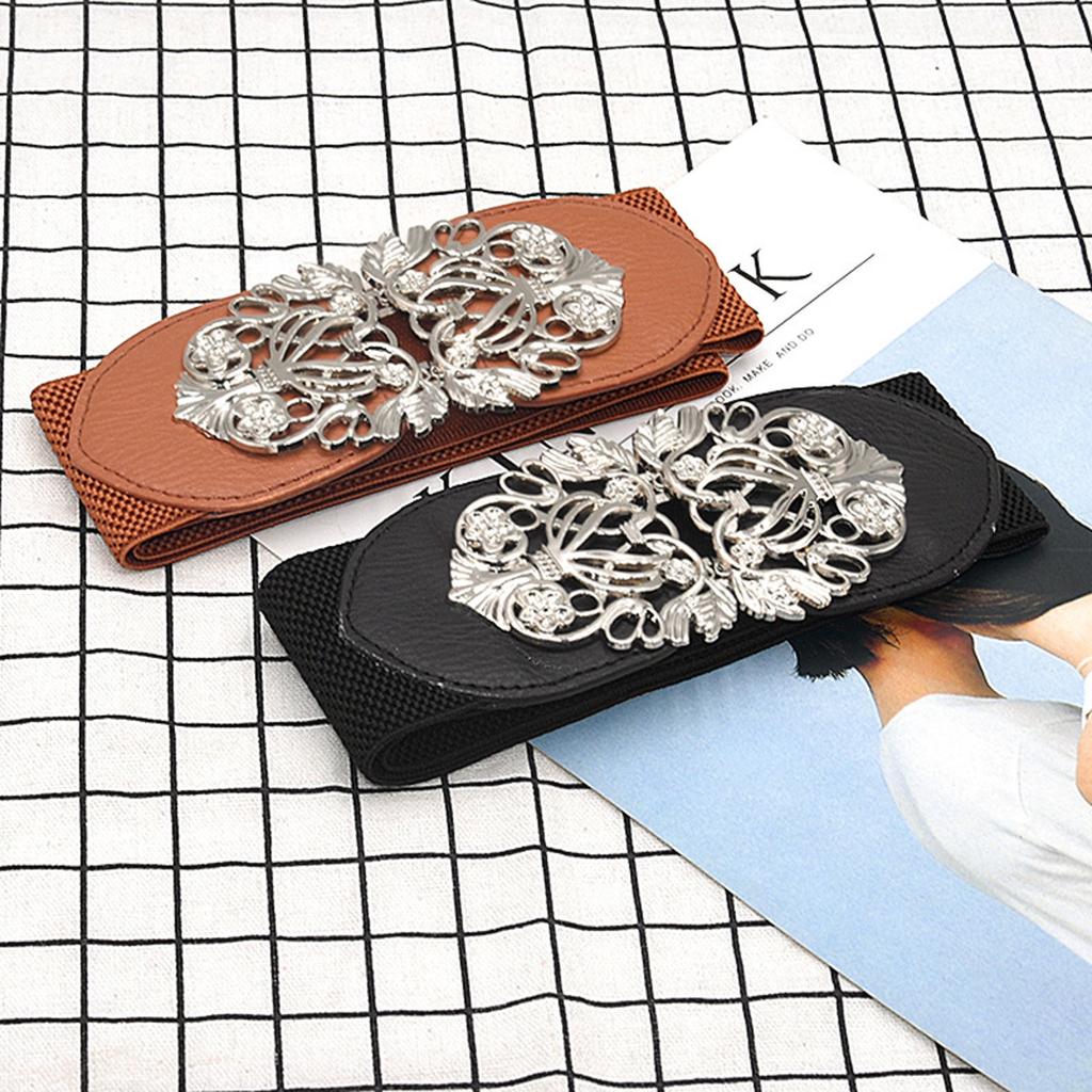 Women Fashion Vintage Wide Elastic Stretch Waist Belt Waistband