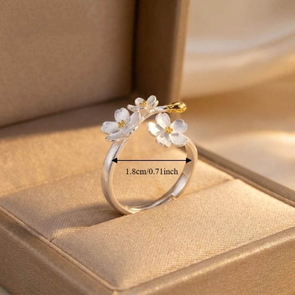 Delicate Design Adjustable Rings Elegant Women Jewelry Ornaments Flower Opening Rings Gift