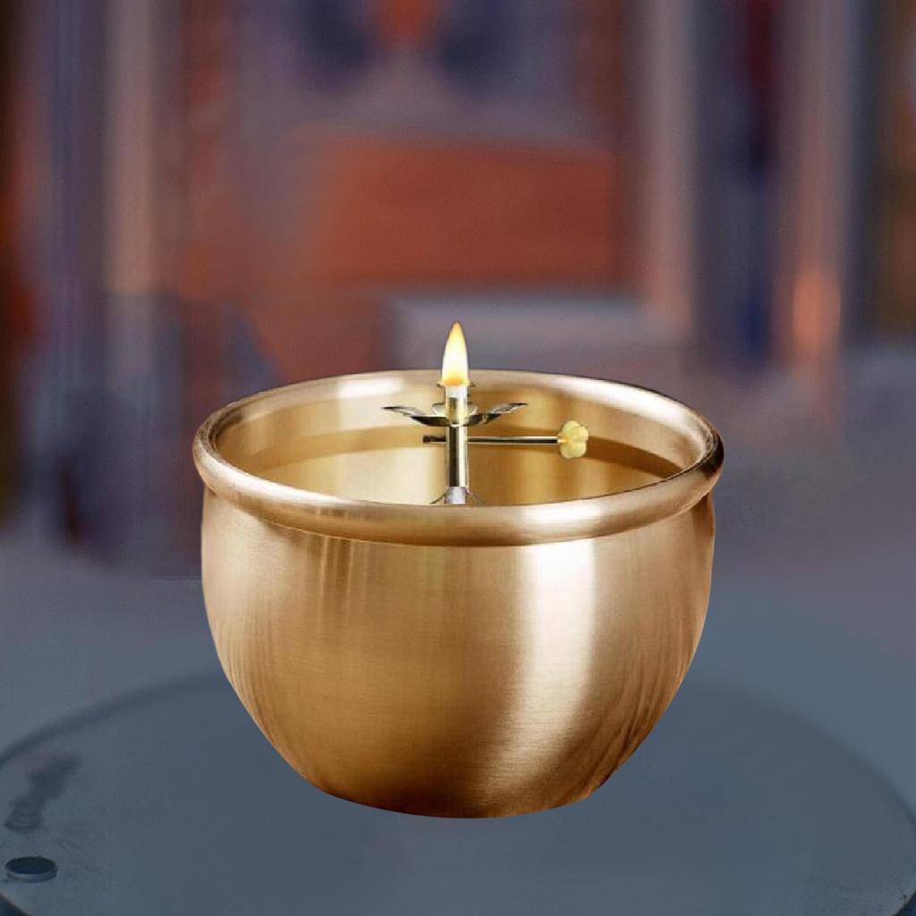 Retro Lampa Olejna Regulowana Jasność Miedziane Przybory Ołtarzowe Ornament Pojemnik na Ghee Lampki Masłowe