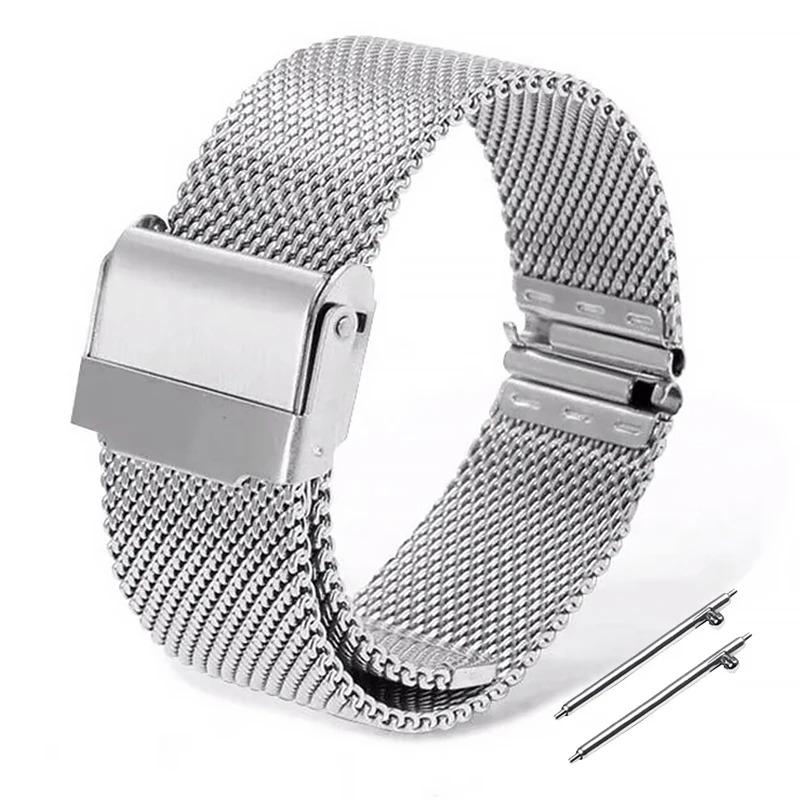 Mailänder Netz-Uhrenarmband 18/20/22mm Schnellwechsel-Armbänder für Seiko für Smartwatch Edelstahl-Armband Herren Damen Handgelenksbänder
