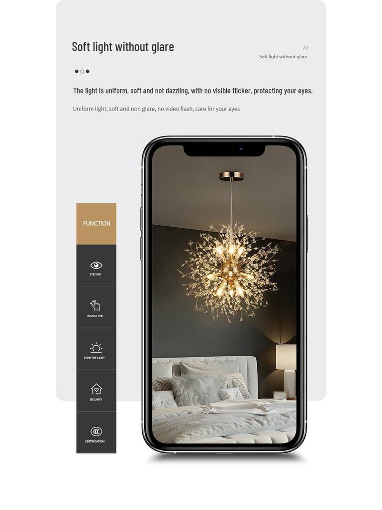 Nordic Dandelion Crystal Chandelier for Living Room or Bedroom