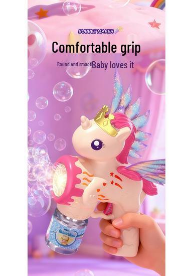 Pegasus Unicorn Light-Up Automatic Bubble Gun Toy